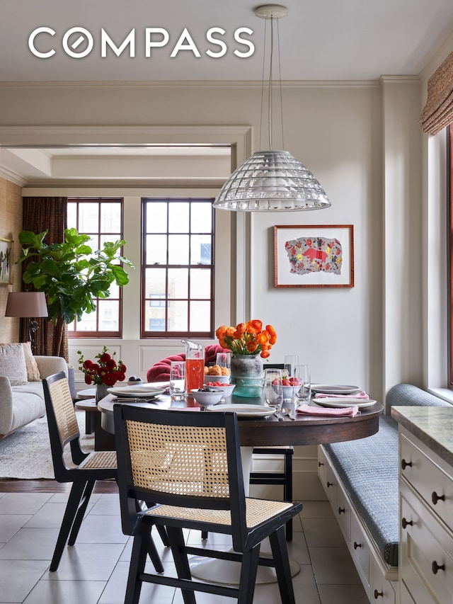 823 Park Ave Ph, Ph, New York City, NY 10021 - dining space with light tile patterned floors and crown molding