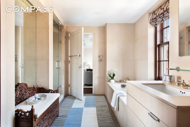 823 Park Ave Ph, Ph, New York City, NY 10021 - full bath with a bath, a stall shower, and vanity