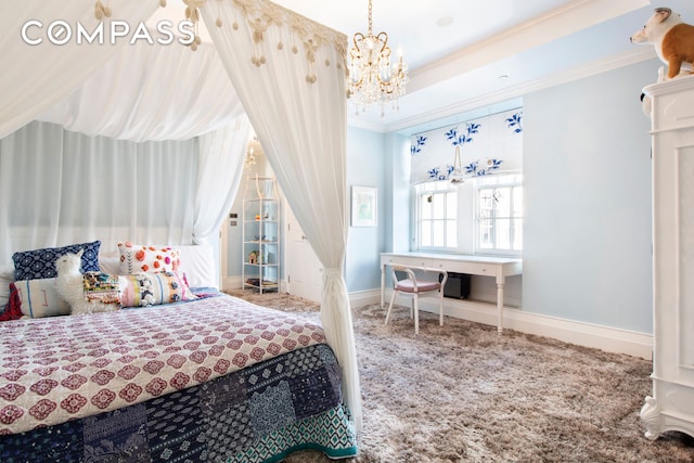 823 Park Ave Ph, Ph, New York City, NY 10021 - carpeted bedroom featuring ornamental molding and a chandelier