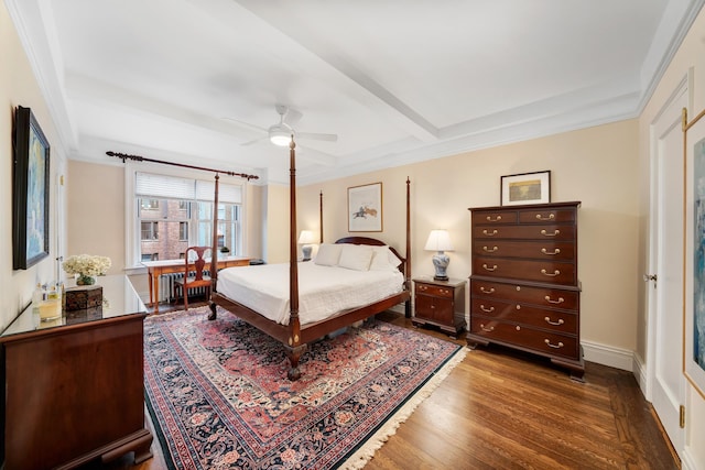 670 W End Ave Unit 5A, New York City, NY 10025 - bedroom featuring wood finished floors, ornamental molding, ceiling fan, and baseboards