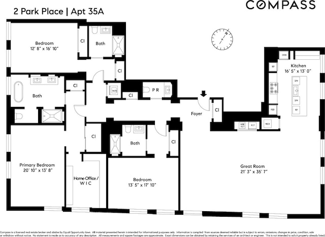 2 Park Pl Unit 35A, New York City, NY 10007 - floor plan / room layout