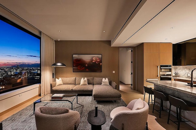 home theater featuring a sink