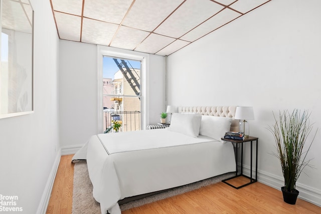 712 45th St Unit 3D, New York City, NY 11220 - bedroom featuring light wood-type flooring, baseboards, and a paneled ceiling