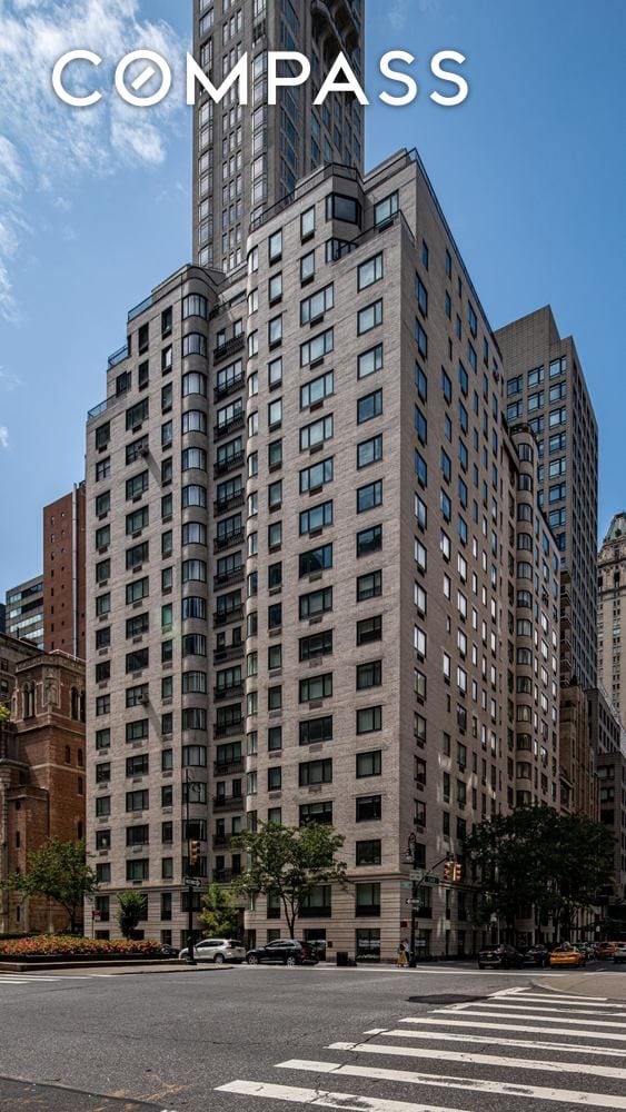 view of building exterior with a city view