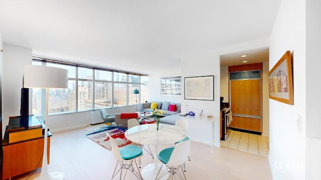 dining space with baseboards