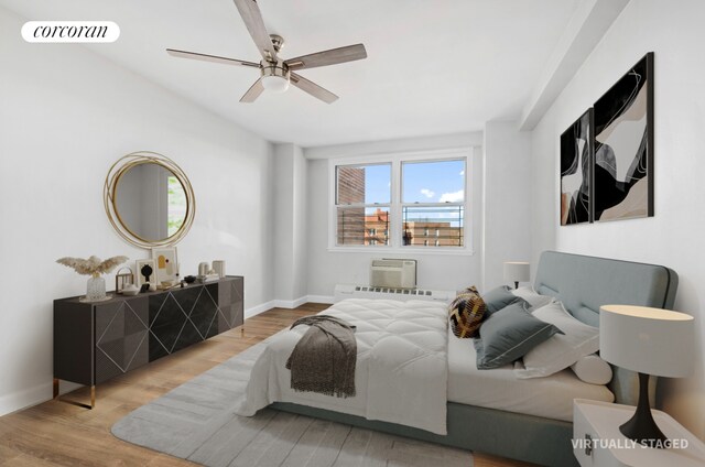 1655 Flatbush Ave Unit A602, New York City, NY 11210 - bedroom with wood finished floors, a ceiling fan, and baseboards