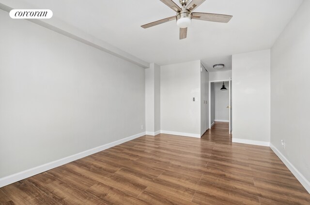 1655 Flatbush Ave Unit A602, New York City, NY 11210 - empty room featuring ceiling fan, baseboards, and wood finished floors