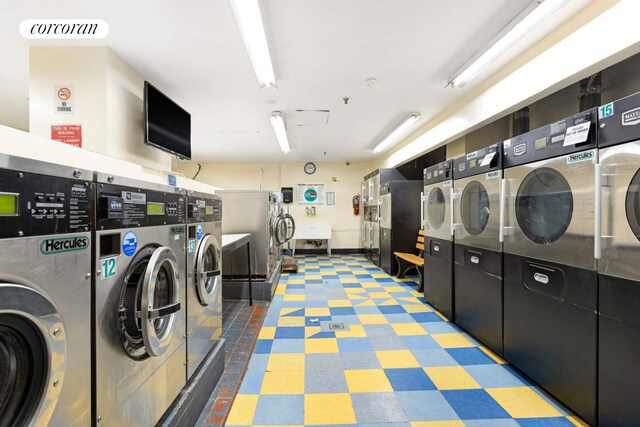 1655 Flatbush Ave Unit A602, New York City, NY 11210 - community laundry room featuring separate washer and dryer, stacked washing machine and dryer, and tile patterned floors