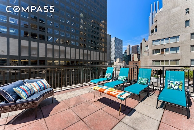view of patio with a view of city