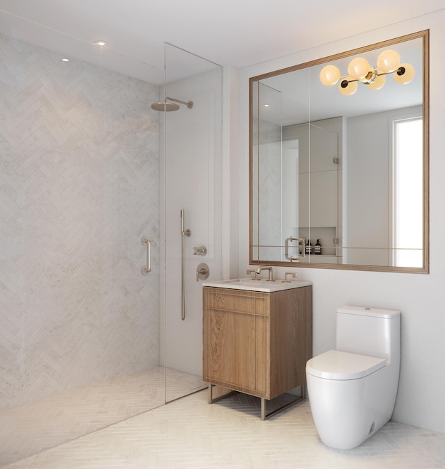 251 W 91st St Unit 16-C, New York City, NY 10024 - bathroom with vanity, walk in shower, and toilet