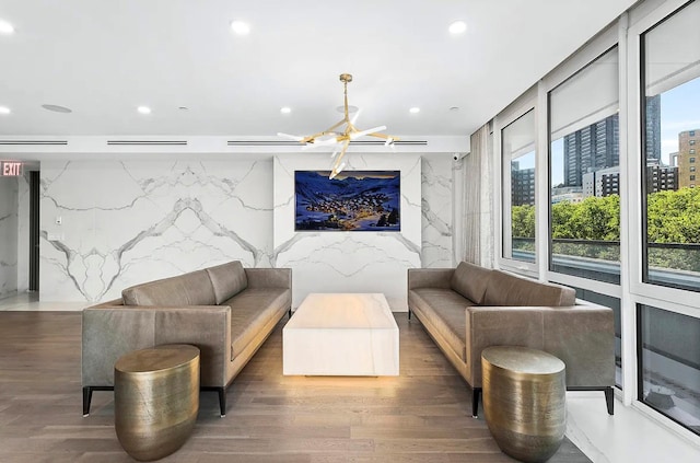 community lobby featuring a view of city