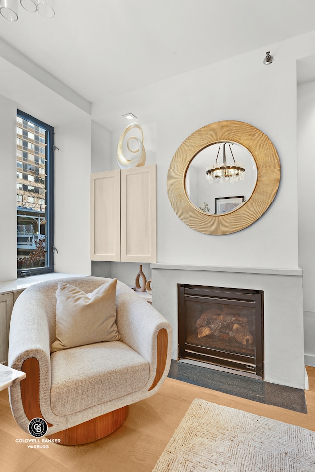 212 E 95th St Unit 2Ab, New York City, NY 10128 - sitting room with a glass covered fireplace and wood finished floors