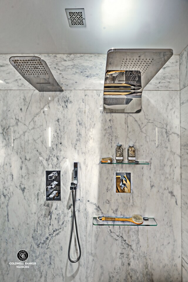 212 E 95th St Unit 2Ab, New York City, NY 10128 - bathroom view of a marble finish shower