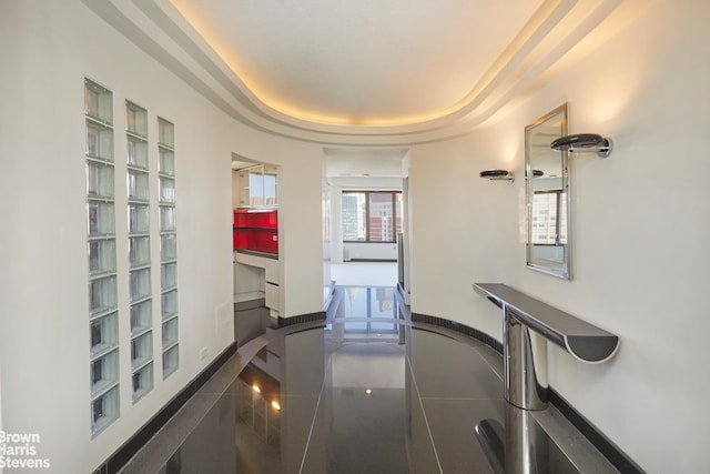 330 E 38th St Unit 51Ef, New York City, NY 10016 - hallway featuring a raised ceiling