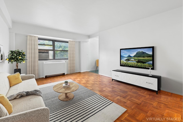 235 Adams St Unit 6A, New York City, NY 11201 - living area featuring cooling unit and radiator