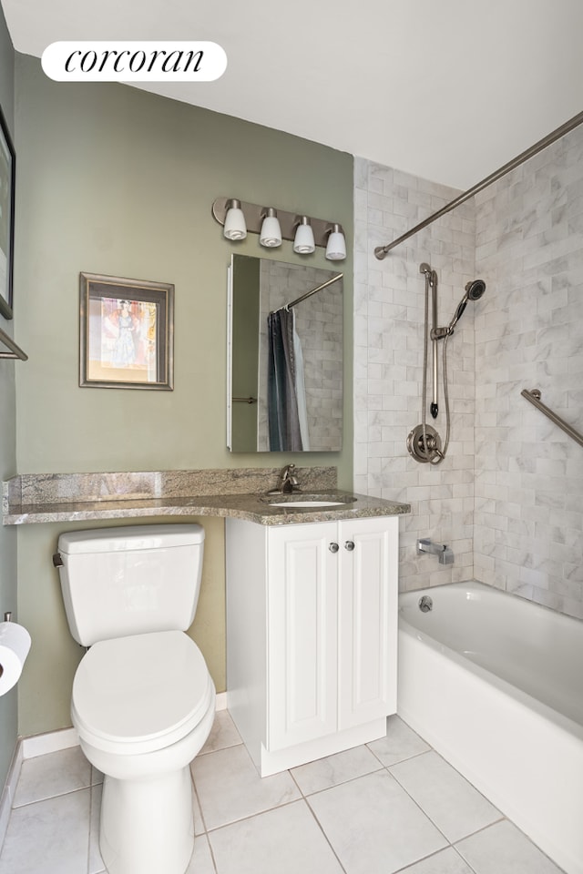 bathroom featuring tile patterned flooring, toilet, and shower / bath combo with shower curtain