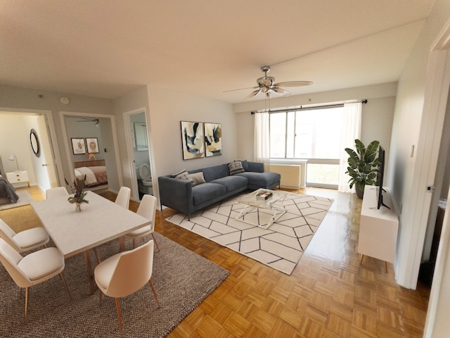 330 W 145th St Unit 503, New York City, NY 10039 - living room featuring a ceiling fan