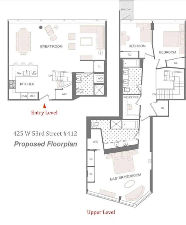 425 W 53rd St Unit 412, New York City, NY 10019 - floor plan
