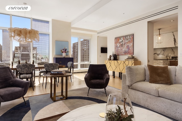 living room with a view of city