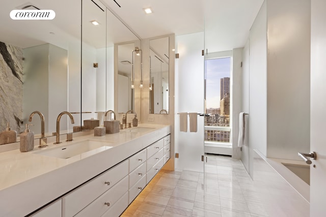 bathroom with double vanity