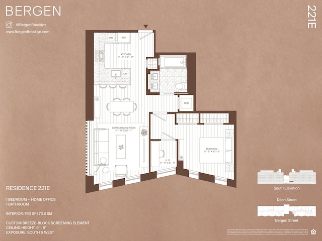 323 Bergen St Unit 221E, New York City, NY 11217 - view of floor plan / room layout
