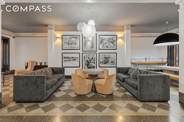 common area with ornamental molding