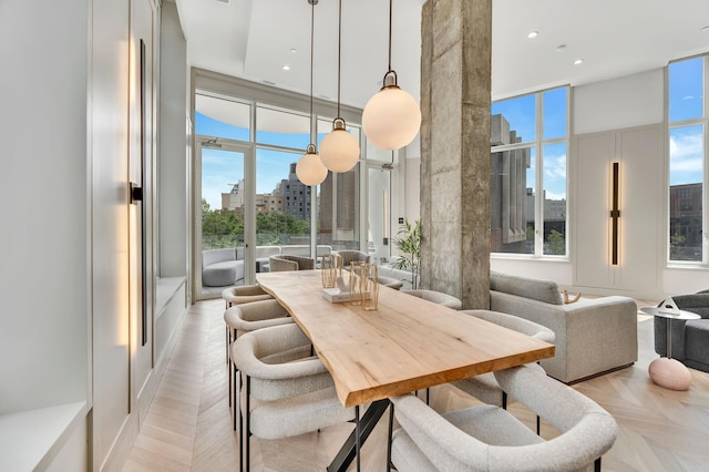 29-18 41st Ave Unit 2-D, New York City, NY 11101 - dining room with a wall of windows, recessed lighting, and a city view