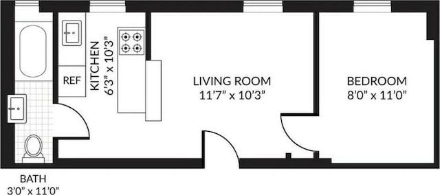 327 E 3rd St Unit 1-E, New York City, NY 10009 - room layout