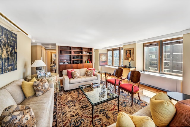 45 E 80th St Unit 17B, New York City, NY 10075 - living area featuring ornamental molding and wood finished floors