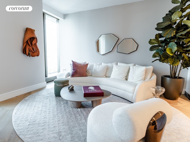 living area with baseboards