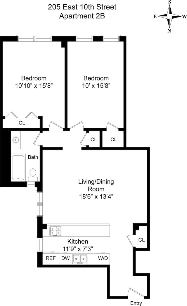 205 E 10th St Unit 2B, New York City, NY 10003 - view of layout