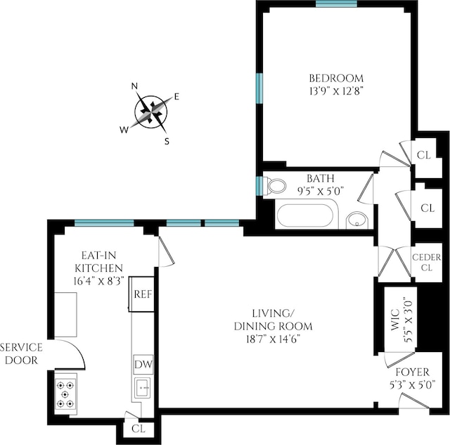390 Riverside Dr Unit 6D, New York City, NY 10025 - floor plan / room layout