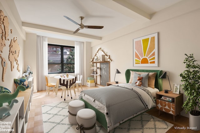 30 E 37th St Unit 4Hj, New York City, NY 10016 - bedroom with beam ceiling