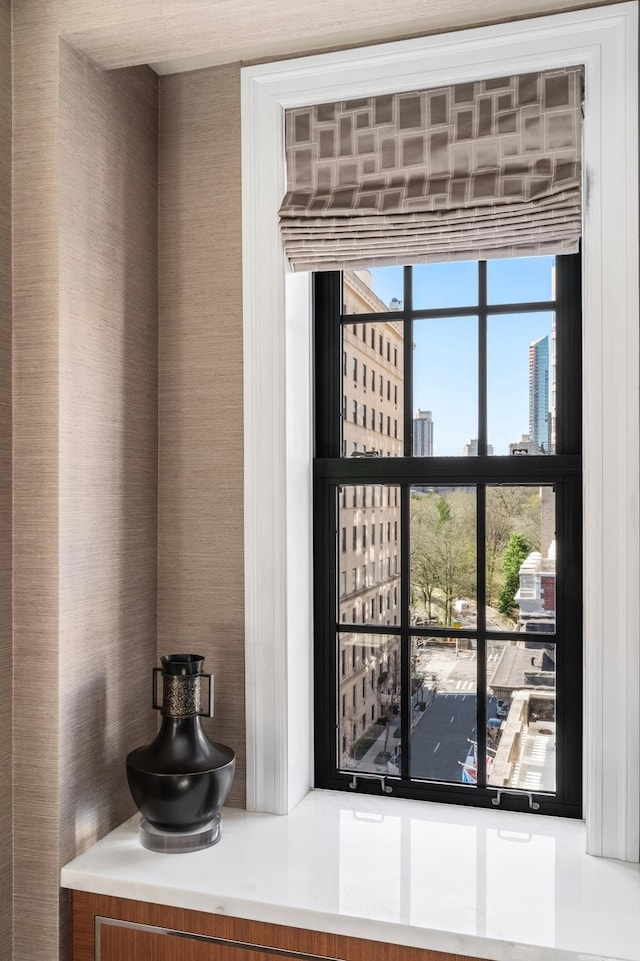 interior details with a view of city