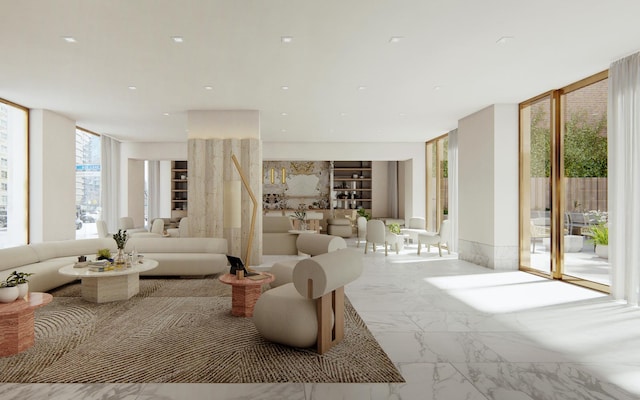 lobby with expansive windows