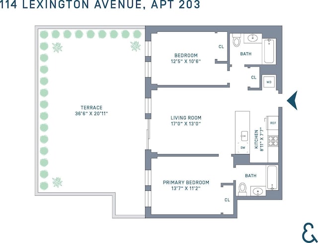 114 Lexington Ave Unit 203, New York City, NY 11238 - view of floor plan / room layout
