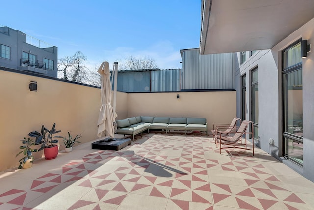 view of patio featuring an outdoor hangout area