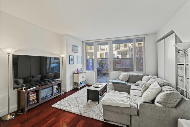 5-19 Borden Ave Unit 1-C, New York City, NY 11101 - living area featuring dark wood-type flooring and baseboards
