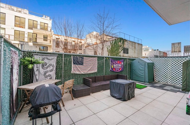 5-19 Borden Ave Unit 1-C, New York City, NY 11101 - view of patio with a grill and an outdoor living space