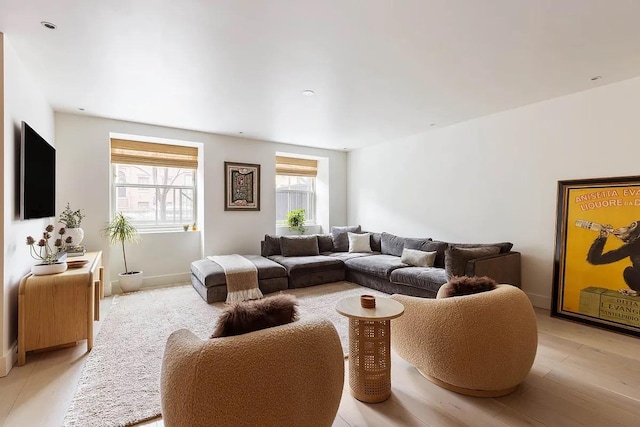 living room with light wood finished floors