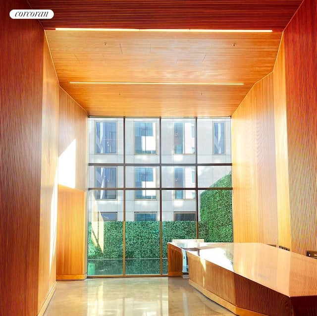 98 Front St Unit Ph3D, New York City, NY 11201 - doorway to outside featuring plenty of natural light and wooden ceiling