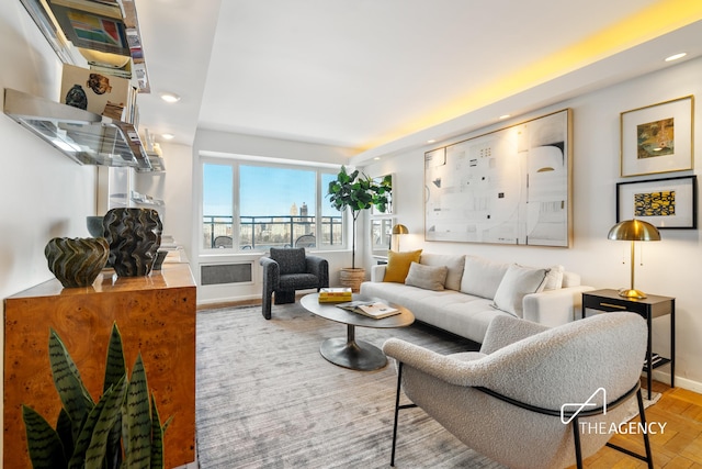 1050 5th Ave Unit 17D, New York City, NY 10028 - living area featuring recessed lighting, baseboards, and wood finished floors