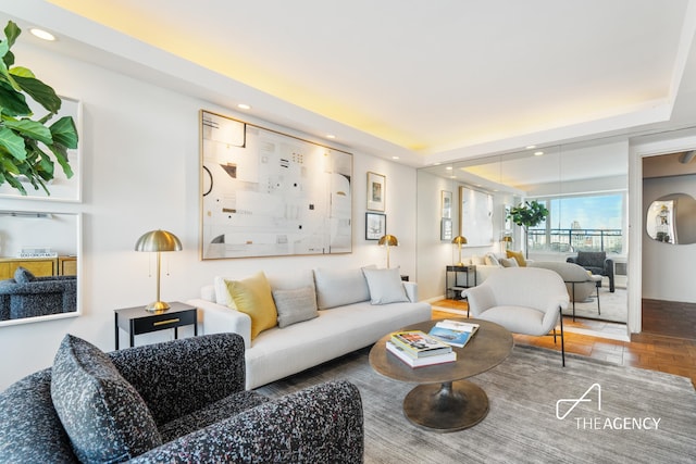 1050 5th Ave Unit 17D, New York City, NY 10028 - living area with recessed lighting and a tray ceiling