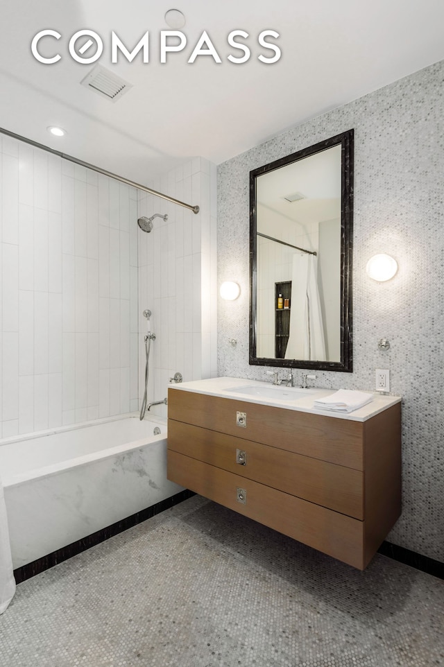 438 E 12th St Unit 6J, New York City, NY 10009 - full bath featuring vanity and shower / bath combo with shower curtain