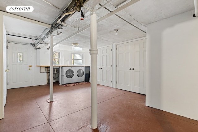 434 74th St, New York City, NY 11209 - below grade area featuring washer and dryer