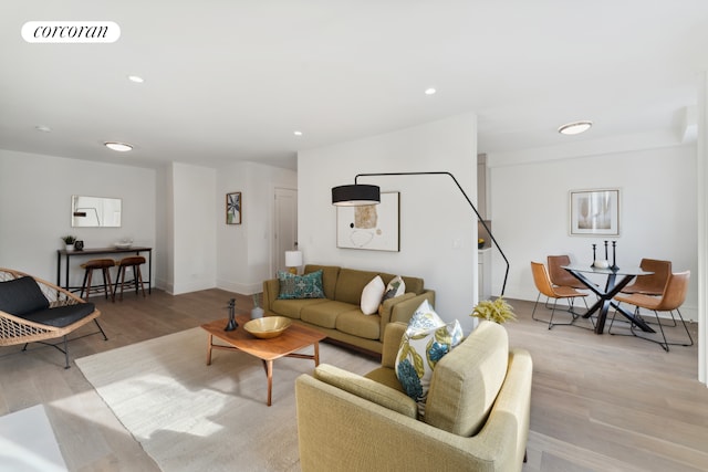 148-09 Northern Blvd Unit 6L, New York City, NY 11354 - living room with recessed lighting, light wood-style flooring, and baseboards