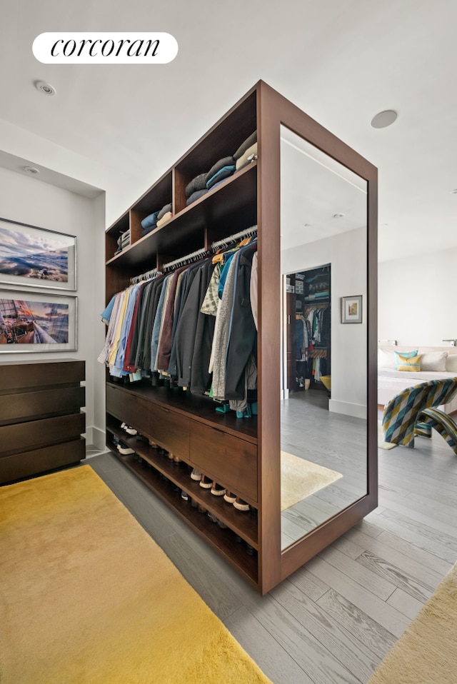spacious closet featuring wood finished floors