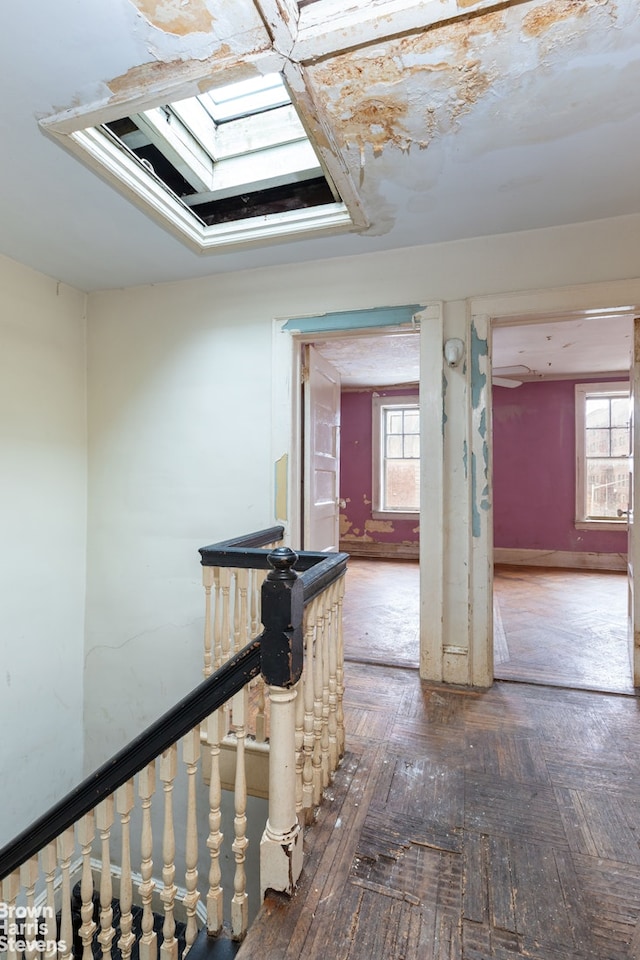 hall with a skylight