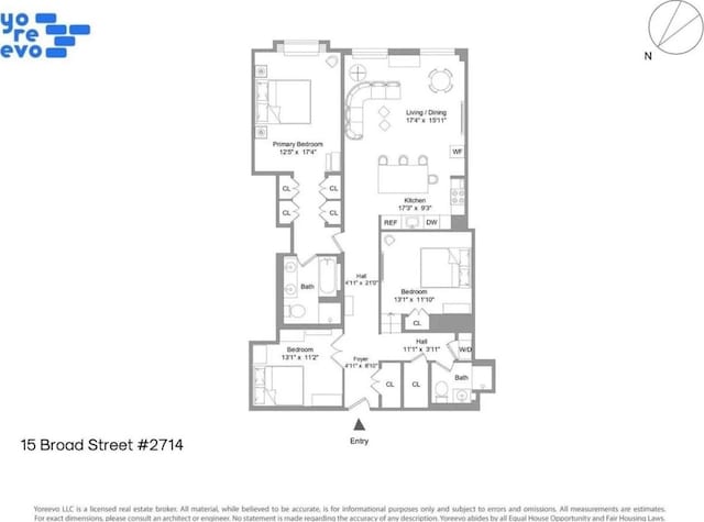 15 Broad St Unit 2714, New York City, NY 10005 - floor plan / room layout
