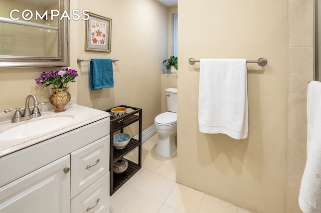 34-41 85th St Unit 4P, New York City, NY 11372 - bathroom featuring vanity, tile patterned flooring, and a shower with shower door